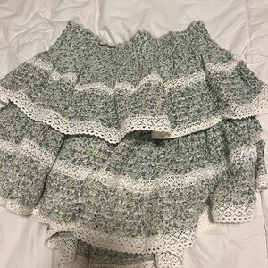 Green and blue ruffle mini